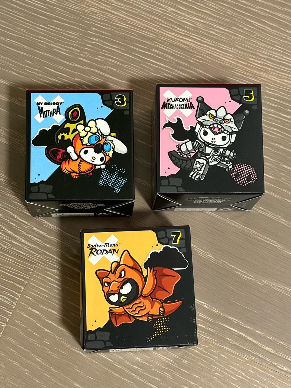 Mcdonald’s Exclusive Hello Kitty/Godzilla Lot 3, 5 & 7 Happy Meal Toys